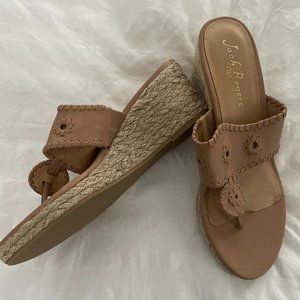 Jack Rogers Wedge Espadrille Sandals. Women's size 10. Tan